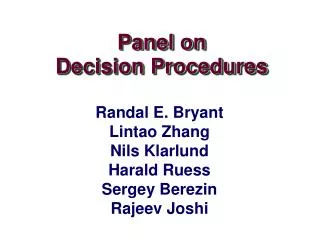 Panel on Decision Procedures