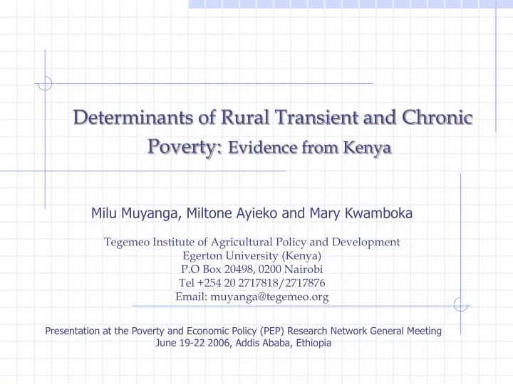 determinants of rural transient and chronic poverty evidence from kenya