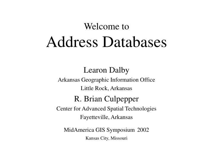 welcome to address databases