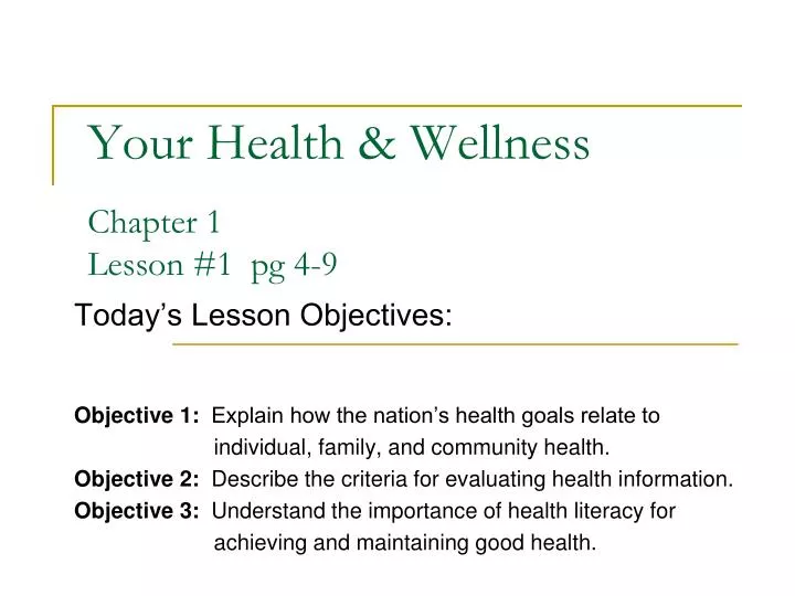 your health wellness chapter 1 lesson 1 pg 4 9
