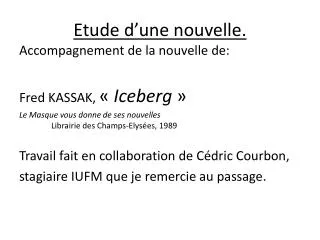 etude d une nouvelle