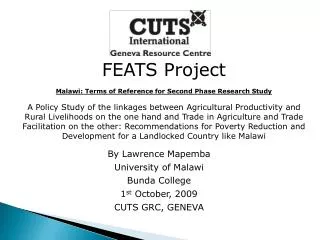 FEATS Project Malawi: Terms of Reference for Second Phase Research Study