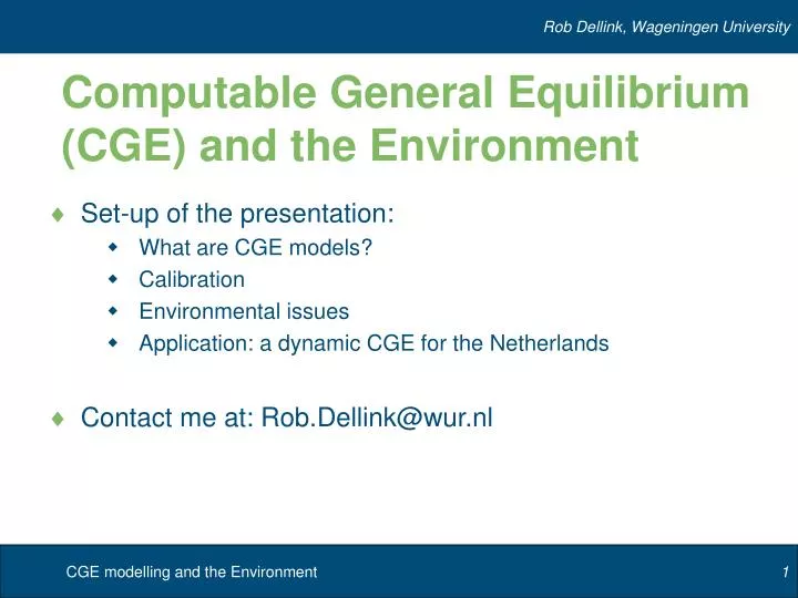 computable general equilibrium cge and the environment