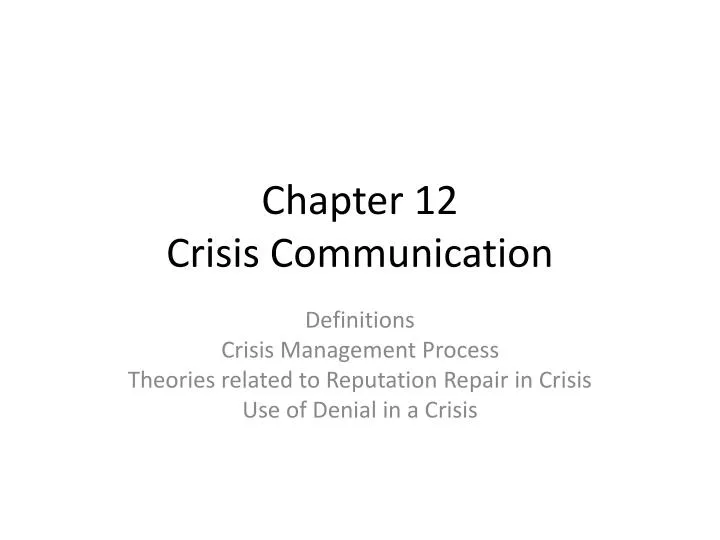 chapter 12 crisis communication