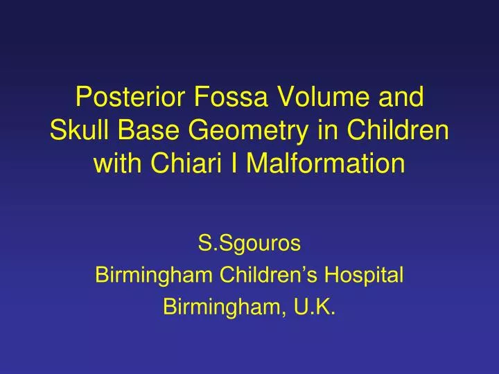 posterior fossa volume and skull base geometry in children with chiari i malformation