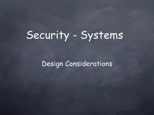 Security - Systems