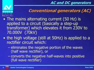Conventional generators (AC)