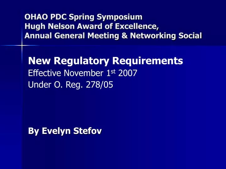 ohao pdc spring symposium hugh nelson award of excellence annual general meeting networking social