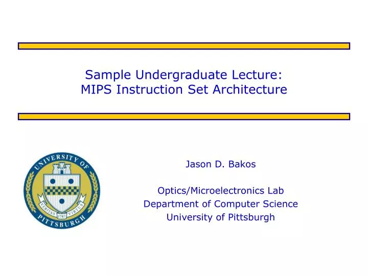 sample undergraduate lecture mips instruction set architecture