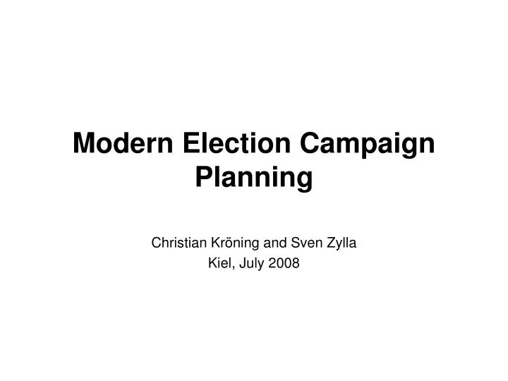 modern election campaign planning
