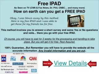 free ipad - how can you get one easily