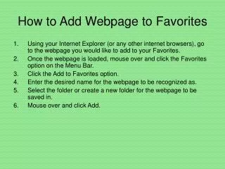 How to Add Webpage to Favorites