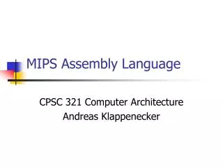MIPS Assembly Language