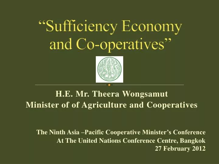 sufficiency economy and co operatives