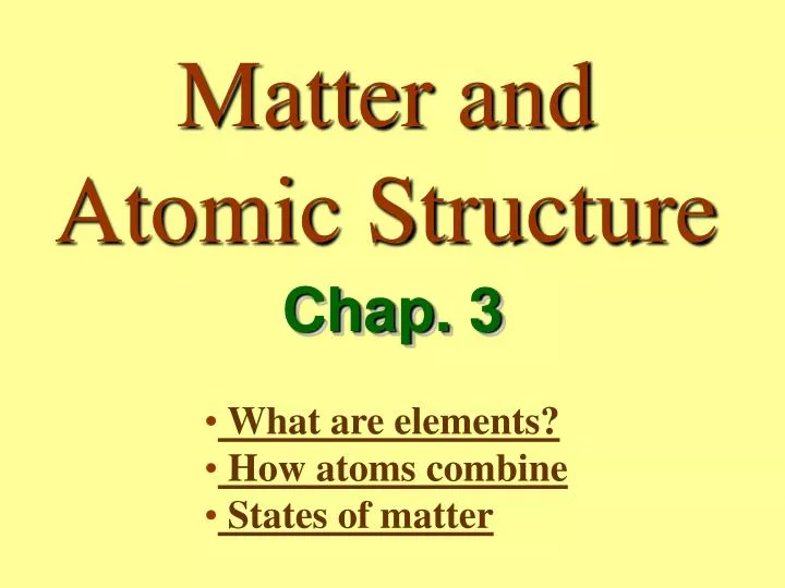 matter and atomic structure