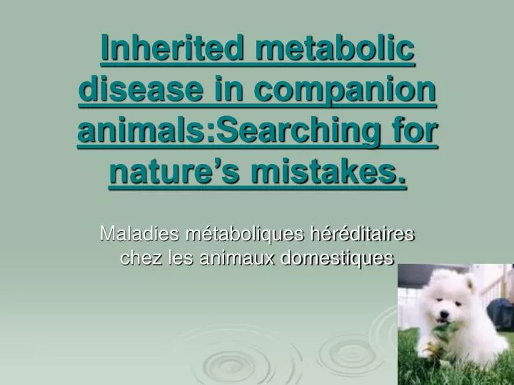 inherited metabolic disease in companion animals searching for nature s mistakes