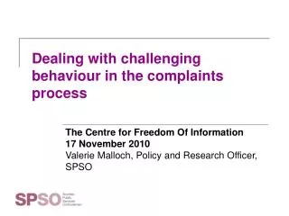 Dealing with challenging behaviour in the complaints process