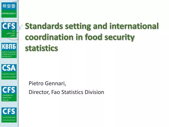 standards setting and international coordination in food security statistics