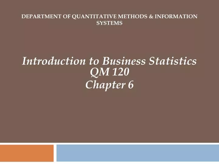 department of quantitative methods information systems