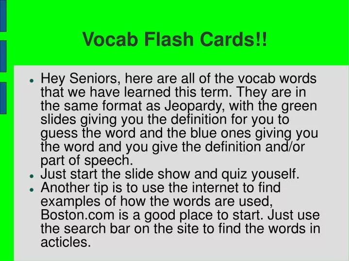 vocab flash cards