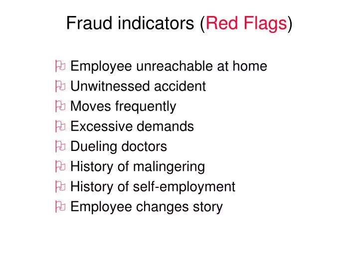 fraud indicators red flags