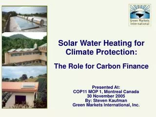 Solar Water Heating for Climate Protection: The Role for Carbon Finance