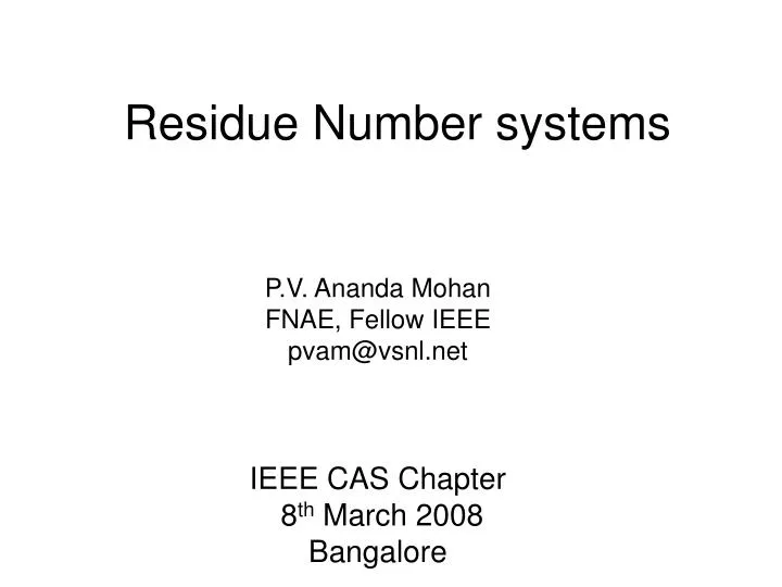 residue number systems