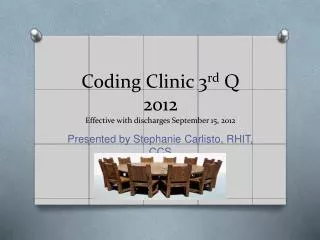 Coding Clinic 3 rd Q 2012 Effective with discharges September 15, 2012