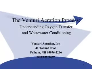 The Venturi Aeration Process: