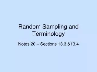 Random Sampling and Terminology