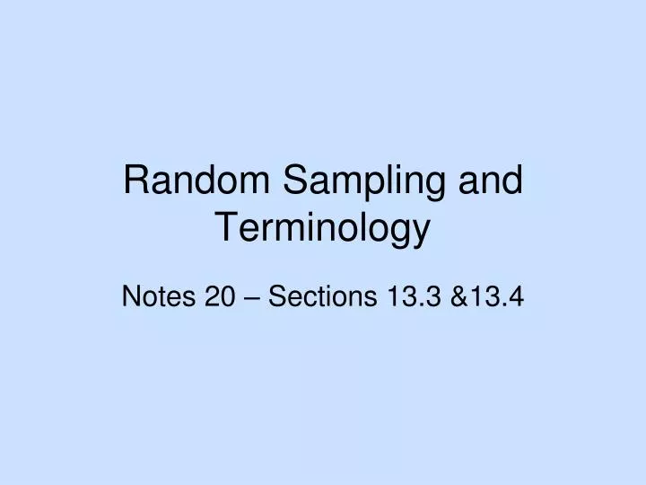 random sampling and terminology