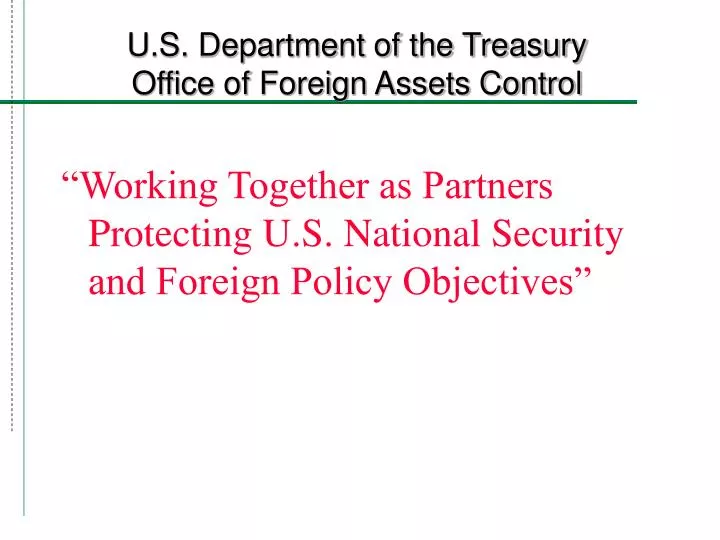 u s department of the treasury office of foreign assets control