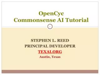 STEPHEN L. REED PRINCIPAL DEVELOPER TEXAI.ORG Austin, Texas