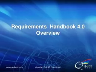 Requirements Handbook 4.0 Overview