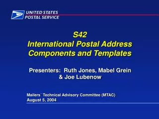 S42 International Postal Address Components and Templates