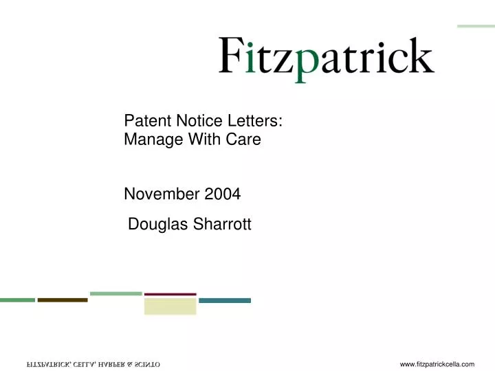 patent notice letters manage with care november 2004