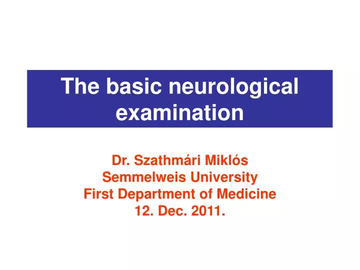 the basic neurological examination