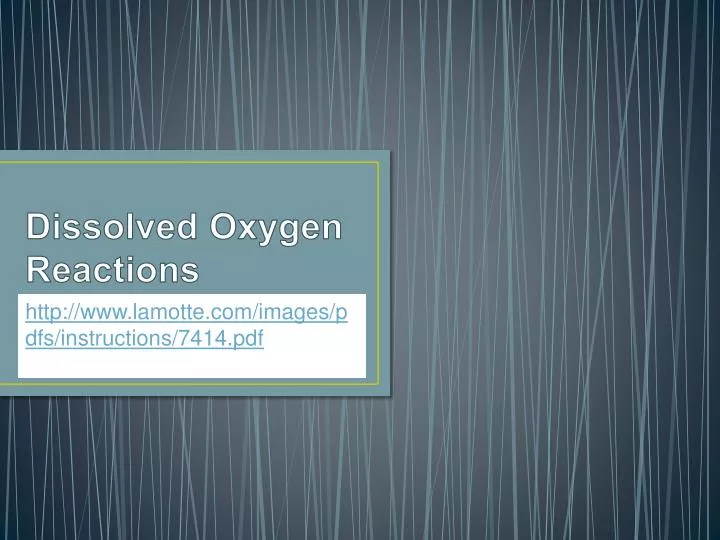 dissolved oxygen r eactions