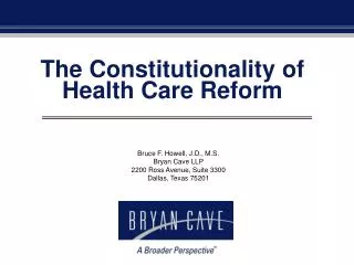 The Constitutionality of Health Care Reform