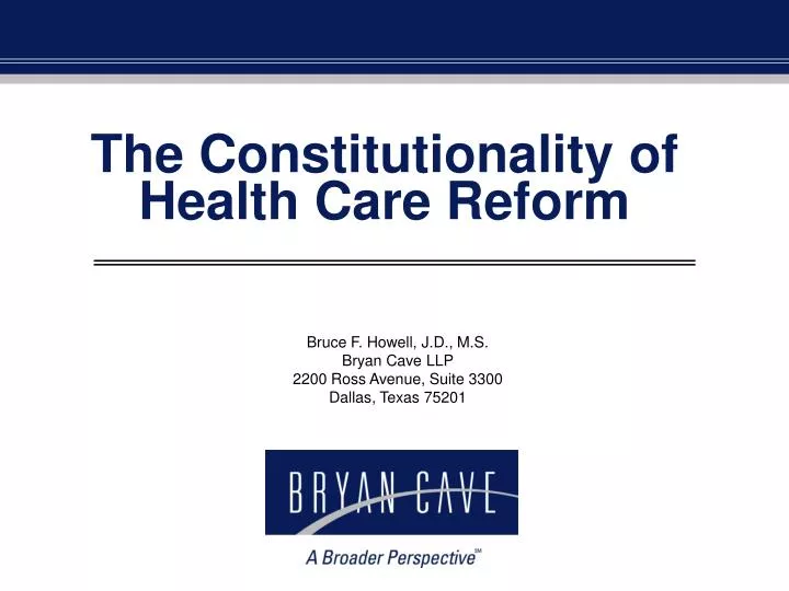 the constitutionality of health care reform