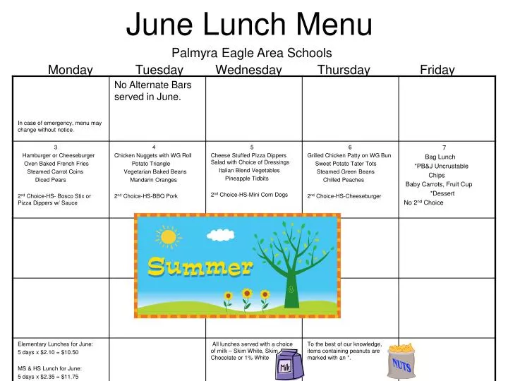 june lunch menu