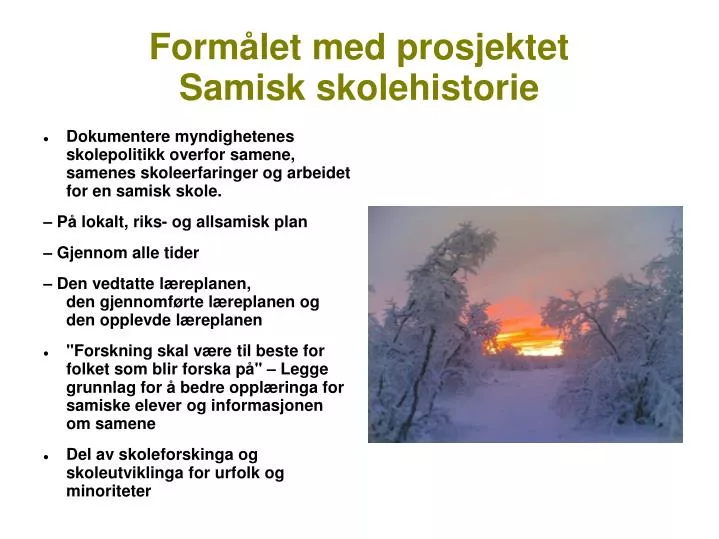 form let med prosjektet samisk skolehistorie