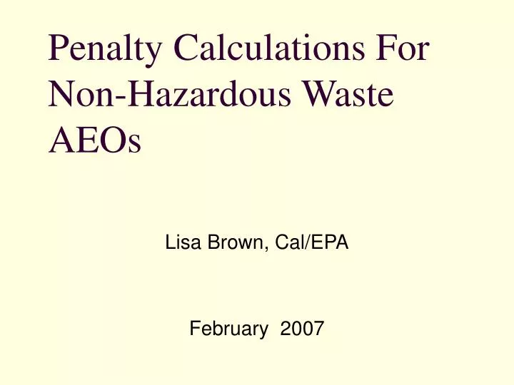 penalty calculations for non hazardous waste aeos