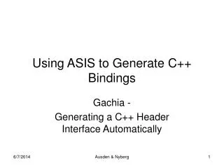 Using ASIS to Generate C++ Bindings