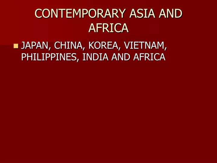 contemporary asia and africa
