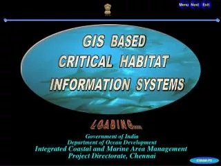 Government of India Department of Ocean Development Integrated Coastal and Marine Area Management Project Directorate,