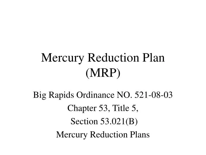 mercury reduction plan mrp