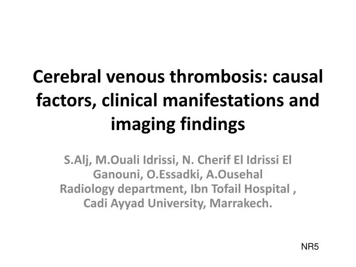 cerebral venous thrombosis causal factors clinical manifestations and imaging findings