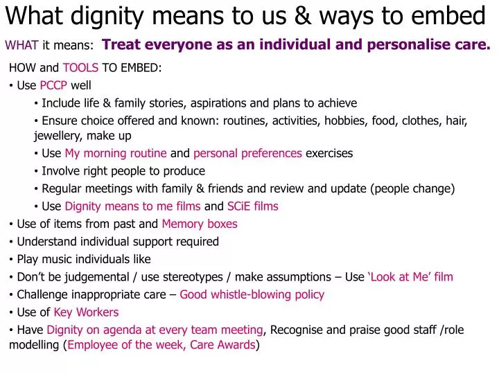 what dignity means to us ways to embed