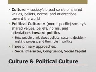Culture &amp; Political Culture
